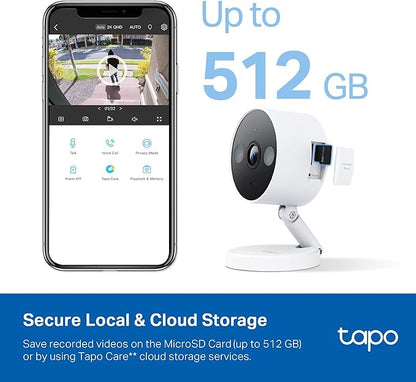 Tapo 2K+ Indoor/Outdoor Wired Security Camera - 2024 PCMag Editors' Choice, Person/Pet/Vehicle Detection, Baby Monitoring, Color Night Vision, Subscription-Free Local Storage or Optional Cloud, C120