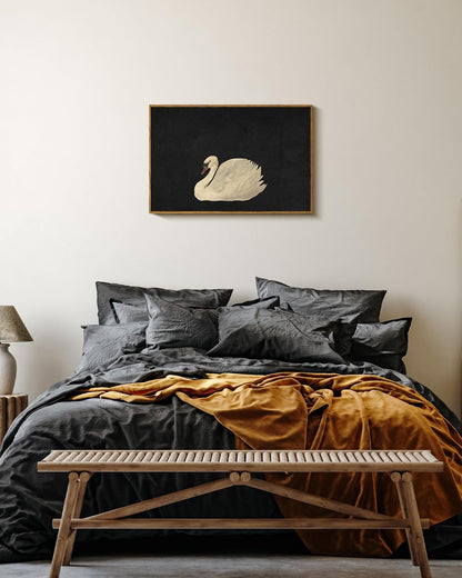 VIYYIEA Framed Canvas Wall Art Home Decor Swan Art Wall Decorations Prints Grace Swan Painting Pictures Rustic Bathroom Wall Decor Farmhouse Home Decor for Living Room Bedroom Office Decor 16x24in