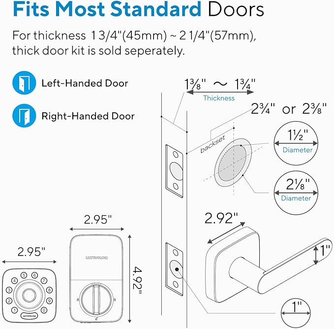 ULTRALOQ U-Bolt Pro WiFi Smart Lock with Handle, Fingerprint Keyless Entry Door Lock Set with Lever, Smart Deadbolt Locks for Front Door, Auto-Lock, Auto Unlock, App Remote Control, ANSI Grade 1