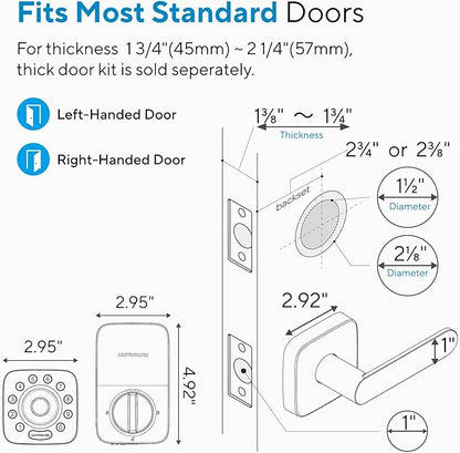 ULTRALOQ U-Bolt Pro WiFi Smart Lock with Handle, Fingerprint Keyless Entry Door Lock Set with Lever, Smart Deadbolt Locks for Front Door, Auto-Lock, Auto Unlock, App Remote Control, ANSI Grade 1