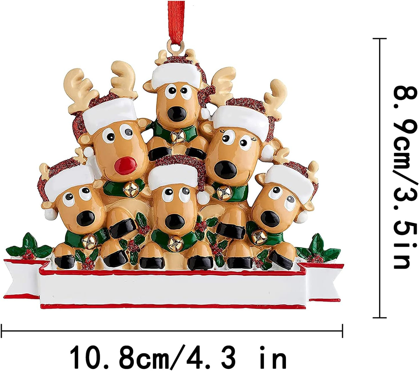 Personalized Deer Christmas Ornaments 2025 Family of 2,3,4,5,6,7,8 Custom Name Reindeer Xmas Ornament with Text,Customized Christmas Decoration Gifts - Family of 3