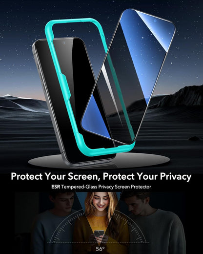 ESR 3 Pack for iPhone 16 / iPhone 15 Privacy Screen Protector, Anti-spy Tempered-Glass Privacy Screen Protector with Easy Installation Tool, Micro-Curved Edges, Case Friendly