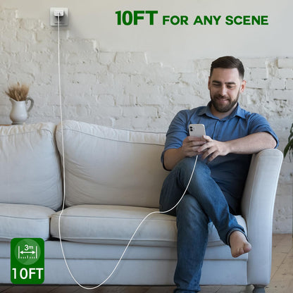 iPhone 16 15 Charger Fast Charging,3Pack 20W USB C Charger Type C Chargers Plug Wall Chargers 10FT USB-C Woven Charge Cable for iPhone 16e/16 Pro Max/16Pro/16 Plus/15 ProMax/iPad Pro/Air/Mini,AirPods