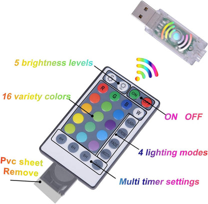Fairy Curtain Lights - 16-Color Changing String Lights with Remote, 4 Lighting Modes, Ideal for Christmas, Weddings, Parties, Room Decor - Rainbow Backdrop