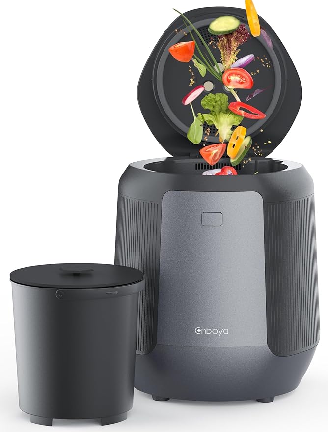 Electric Kitchen Composter 4.2L Large Capacity Food Waste Composter, Odor-Free & Quiet Countertop Compost Bin for Home, Indoor Food Cycler with Replaceable Charcoal Filtration