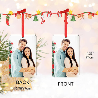 2 Pack Personalized Christmas Ornaments 2025 Wood Custom Photo Text Hanging Ornament for Christmas Tree Decorations, First Christmas Engaged/Married, New Home, Baby's First Christmas, Memorial