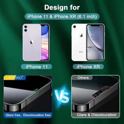 Blue Light Screen Protector for iPhone 11, iPhone XR (6.1") HD Anti Blue Light Blocking Tempered Glass Film, Eye Protection,Case Friendly, No Bubbles, with Easy Installation Kit, 3 Pack