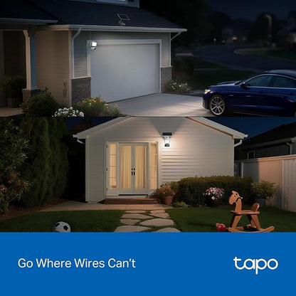 Tapo 2K Outdoor Pan/Tilt Wireless Floodlight Security Camera - Battery Power with Solar, 360º AI Motion Tracking, Person/Vehicle Detection, Subscription-Free Local Storage or Optional Cloud, C615F KIT