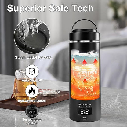 Travel Kettle Small Tea Kettle Coffee Mini Portable Electric Kettle with 4 Temperature Settings, Plug in 304 Stainless Steel Mini Travel Electric Kettle with Auto Shut-off(Black)