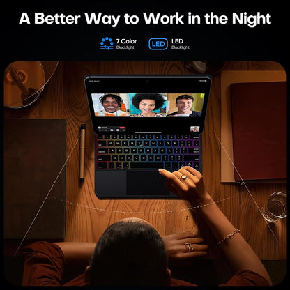 iPad Pro 13 Inch Case with Keyboard (M4, 2024) - 7-Color Backlit Magic Keyboard Case, Features Easy-Set Magnetic Stand, Built-in Multi-Touch Trackpad & Wireless Connectivity, Black