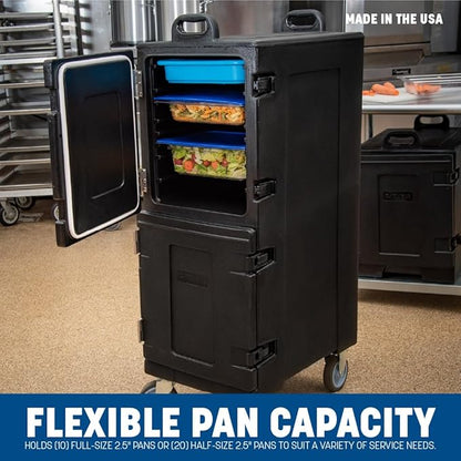 Carlisle FoodService Products Cateraide Insulated Front Loading Food Pan Carrier with Casters for Catering, Events, and Restaurants, Plastic, 10 Pans, Black