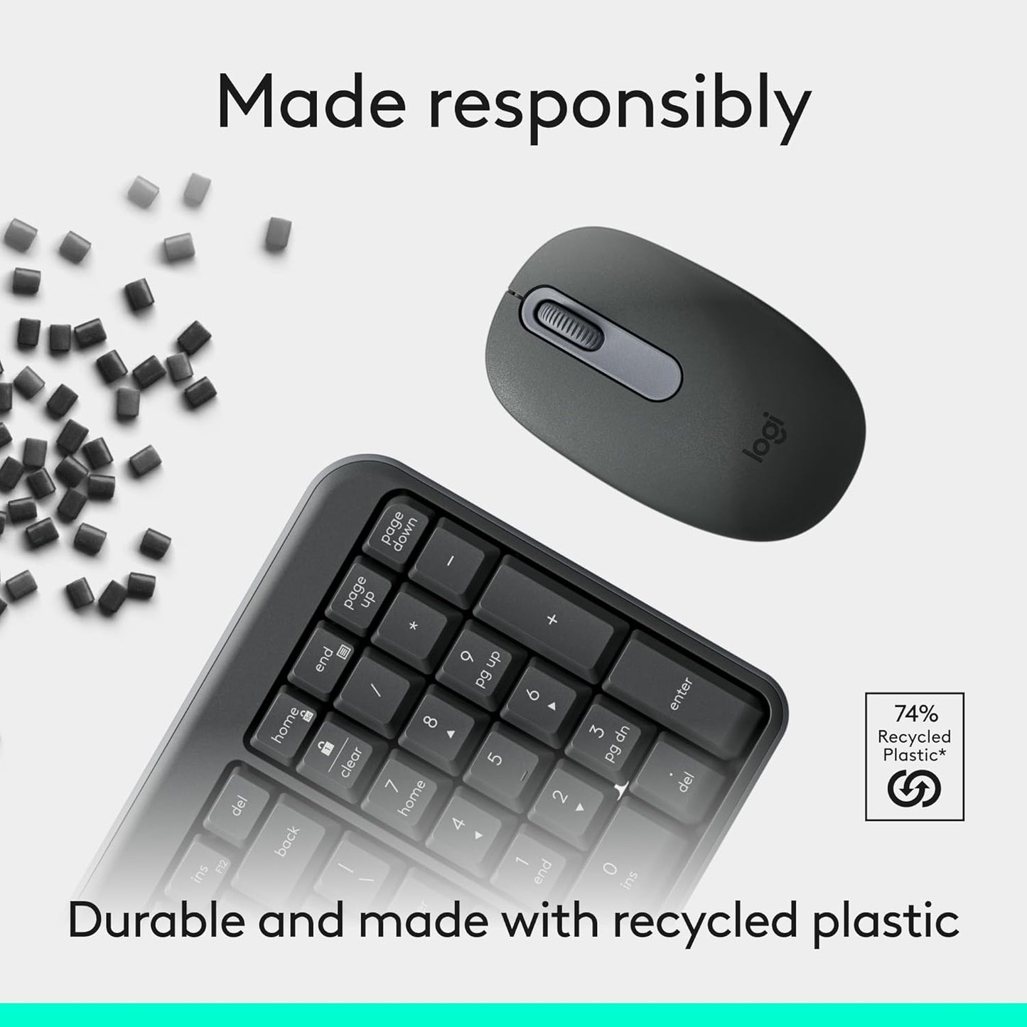 Logitech MK250 Bluetooth Wireless Mouse and Keyboard Combo: Fast & Easy Connectivity, Compact Wireless Keyboard, Ambidextrous Mouse, Durable Build - Windows/MacOS - Graphite