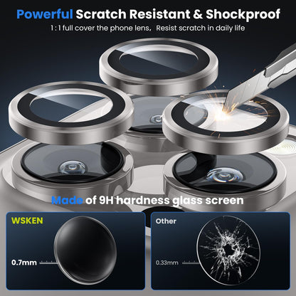 WSKEN for iPhone 16 Pro/iPhone 16 Pro Max Camera Lens Protector - [Original Shooting Model] Shatterproof Ultra HD Tempered Metal Glass Camera Screen Protector Cover Film Accessories