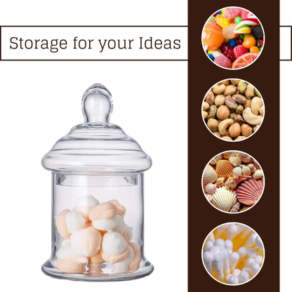 Diamond Star Clear Glass Apothecary Jar Decorative Candy Buffet Jars Elegant Glass Storage Containers (Height: 10" Body: 6")