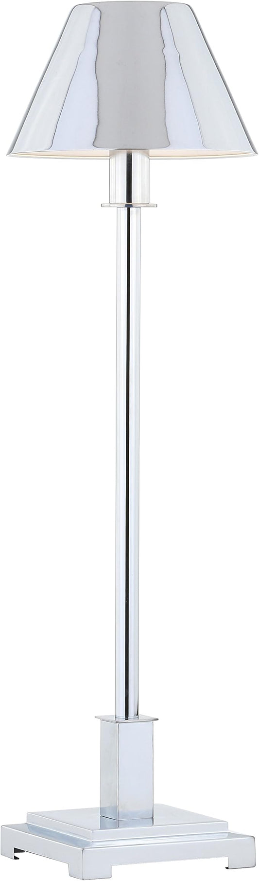 JONATHAN Y 26" Chrome Modern LED Table Lamp for Living Room Bedroom Home Office, Metal Empire Shade, Slim Desk Lamp for Nightstand Buffet, LED Bulb Included JYL6006A