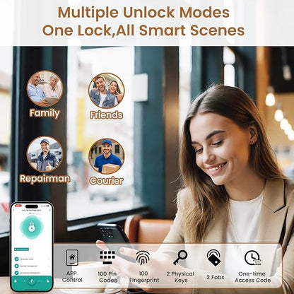 Keyless Entry Door Lock with 2 Lever Handles, Electronic Keypad Deadbolt, Auto & One Touch Lock,Smart Locks for Front Door, Easy Installation, App Control, Oil Rubbed Bronze
