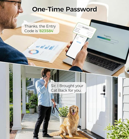 Wi-Fi Smart Locks for Front Door with 2 Lever Handle Set,App Control,Keyless Entry Deadbolt for Front Door with Auto Lock,Electronic Digital Keypad,Remote Control,Voice Unlock,Waterproof,Black