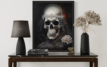 Skull Bride Poster Art Print, Halloween Scary Vintage Wall Art Academia Spooky Painting Decoration for Horror Prints, Gothic Posters Bedroom Decor 89 (Skull Bride, 16 x 20 inches, Unframed)
