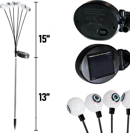 Dazzle Bright Halloween Decorations Outdoor, 4 Pack 24LED Solar Eyeball Pathway Lights, Scary Waterproof Solar Green Firefly Lights for Garden Lawn Yard Decor