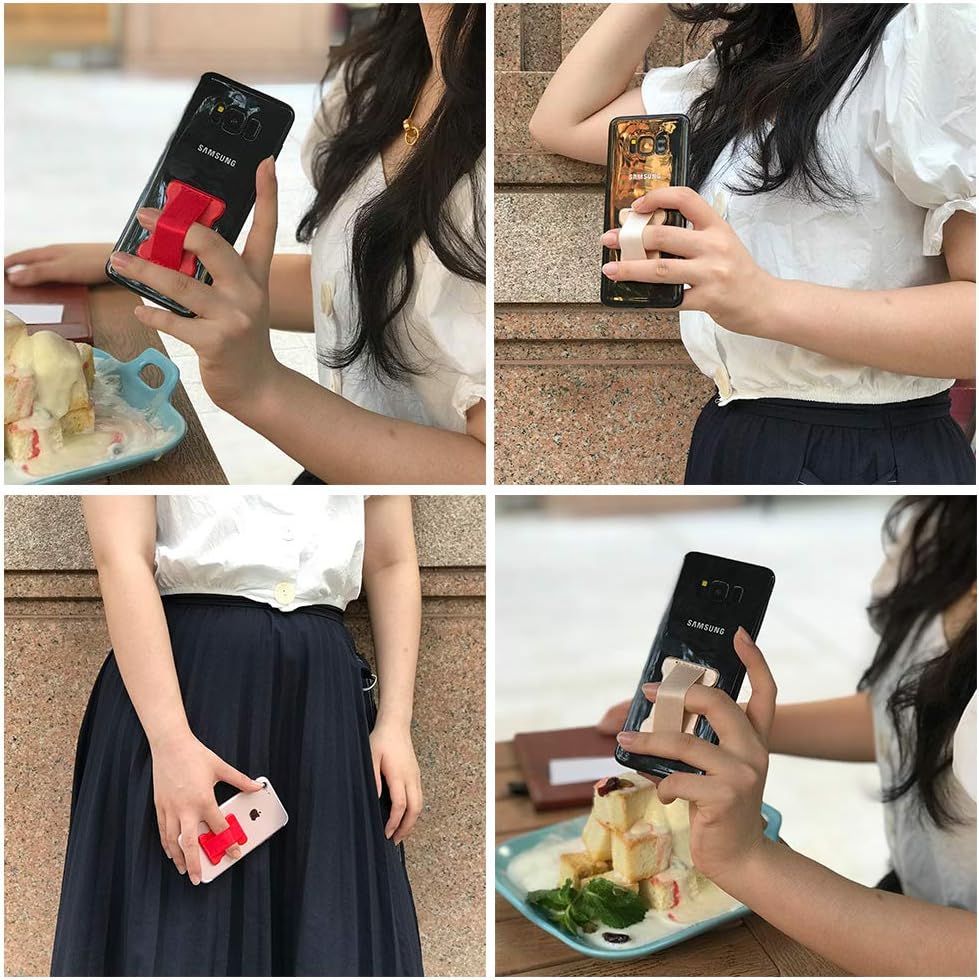 Universal Phone Grip for Smartphones - Phone Holder for Hand for Back of Phone - Wireless Charging Compatible (Black) - 3Pack