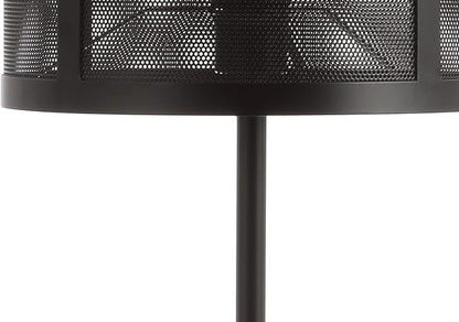 JONATHAN Y 25" Black Minimalist Metal LED Table Lamp, Modern Industrial Iron Desk Lamp for Living Room Bedroom, Round Metal Screen Drum Shade, LED Bulb Included JYL1102A