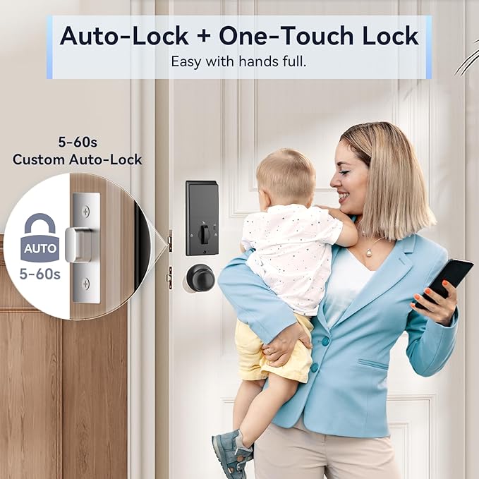 Keyless Entry Door Lock with Handle Set - Built-in WiFi, App Control & Doorbell, Electronic Keypad Deadbolt with One-Time Code, Auto-Locking, Easy to Install, Oil Rubbed Bronze