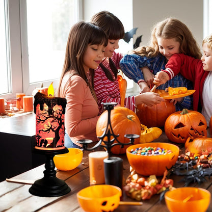 Halloween Snow Globe Tornado Flameless Candles Table Centerpiece for Celebration Party,Battery Operated LED Candle with 6 Hours Timer for Home Indoor Halloween Decoration (Ghost)
