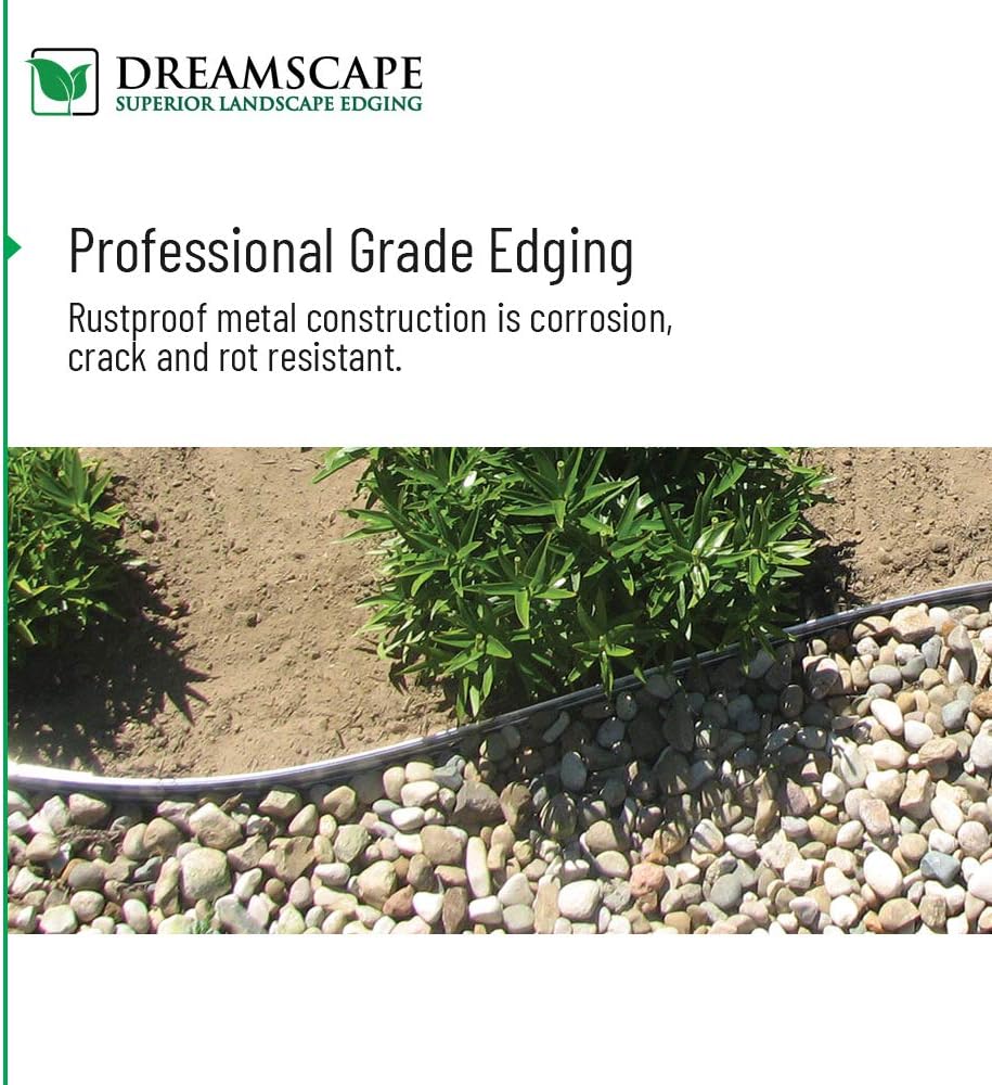 Dreamscape E-Z Edge Aluminum Landscape Edging - 4 Strips, 6ft Each (24ft Total), Brown Painted - Professional Quality Landscaping Border, Metal Divider for Lawn, Garden, Flowerbed