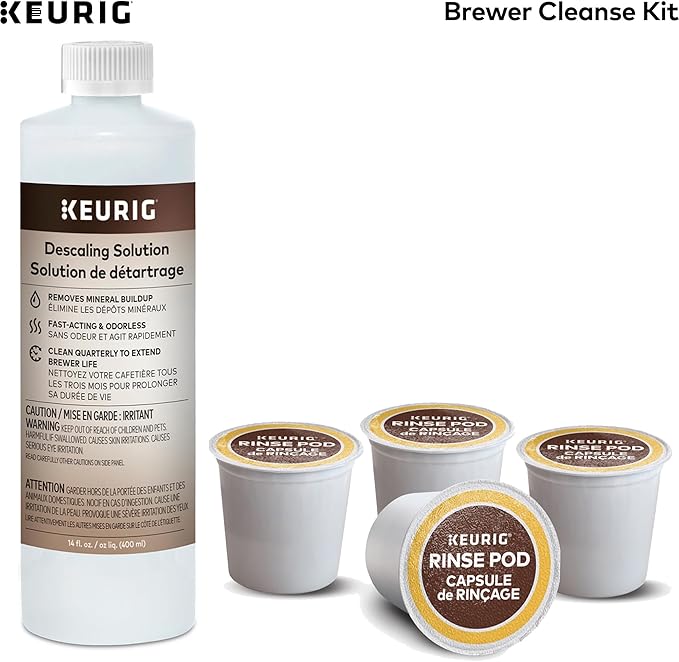 Keurig Brewer Cleanse Kit For Brewer Descaling and MaintenanceIncludes Descaling Solution & Rinse Pods,Compatible Classic/1.0 & 2.0 K-Cup Pod Coffee Makers,5 Count (Pack of 2)