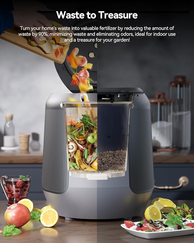 Electric Kitchen Composter, 4.2L Smart Countertop Food Recycler with Charcoal System, Indoor Compost Bin for Home Waste, Quiet & Easy to Use, Eco-Friendly Waste Solution