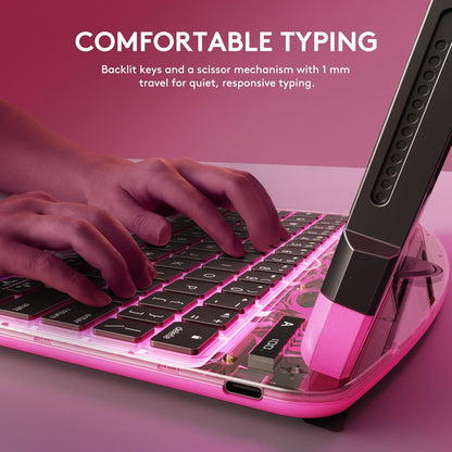 GUSGU Transparent Case with Wireless Keyboard for iPad Air 13-in.(M3/M2, 2025/2024), 7 Colors Backlight, Trackpad, 360°Rotating Stand for iPad Pro 12.9-in (6/5/4/3 Gen), Tech Style