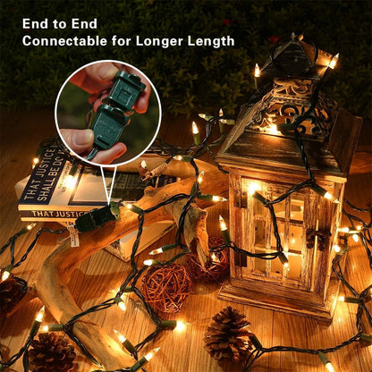 PhilzOps Clear Christmas Lights, 69.6ft 300Ct Warm White Incandescent Christmas String Lights, Connectable 120V UL Certified Indoor Xmas Tree Lights for Outdoor Wedding Party Decor, Green Wire