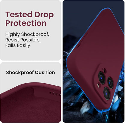 FireNova Designed for iPhone 13 Pro Case, Silicone Upgraded [Camera Protection] Phone Case with [2 Screen Protectors], Soft Anti-Scratch Microfiber Lining Inside, 6.1 inch, Plum