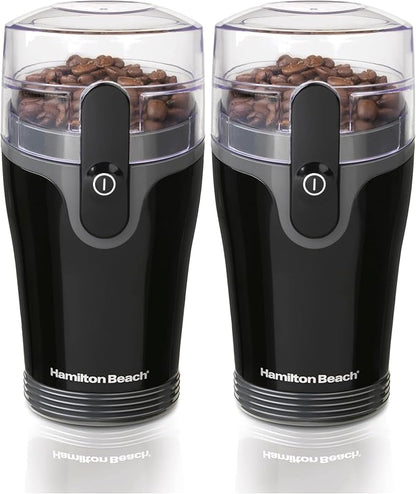 Hamilton Beach Fresh Grind Electric Coffee Grinder for Beans,Spices and More,Stainless Steel Blades,Removable Chamber,Makes up to 12 Cups,Black,(Pack of 2)