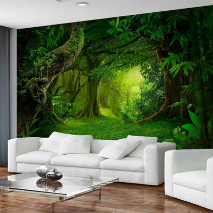 Green Forest Wallpaper Ancient Large Trees Wall Mural for Bedroom Living Room Bathroom Sofa Background (Non-self-Adhesive)
