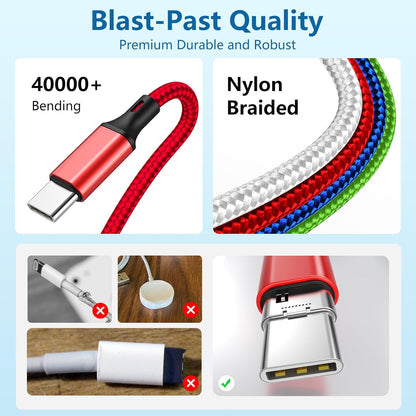 2Pack Multi Charging Cable for Apple Watch Charger 4 in 1 Travel Essentials Camping Essentials USB C/L/Micro Port Compatible with iWatch Series 10-1/iPhone 16/15/Galaxy Android-4FT