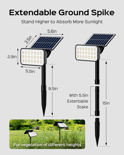 JACKYLED Solar Spot Lights Outdoor, 84 LEDs Solar Lights for Outside with 5 Modes Auto On/Off, IP65 Waterproof Landscape Spotlights for Yard Garden Decorative, Walkway, Driveway, 2 Pack