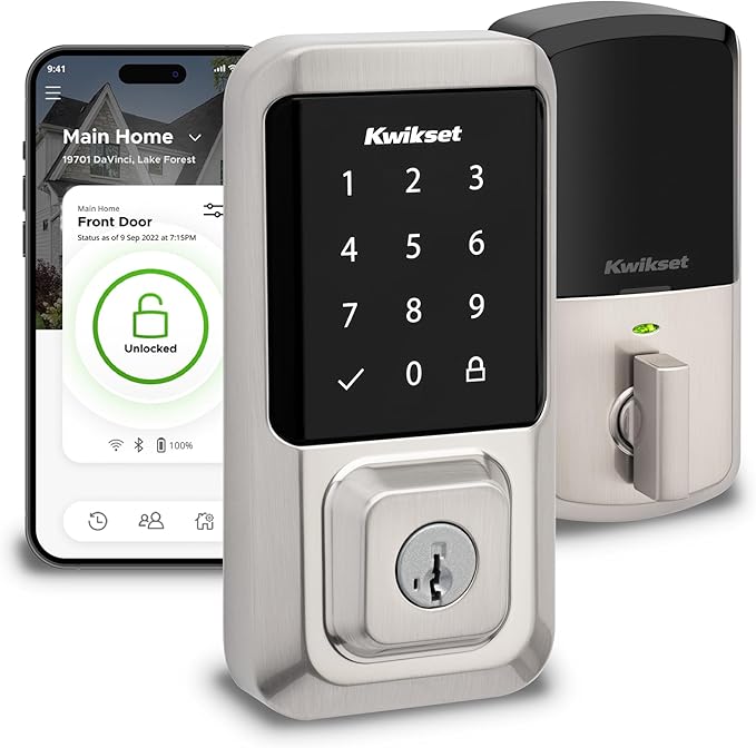Kwikset Halo Wi-Fi Smart Lock, Keyless Entry Door Deadbolt, Geofence Auto-Unlock, Grade AAA Certified, No Hub Required Easy Install, Satin Nickel Lifetime Finish Warranty, Touchscreen