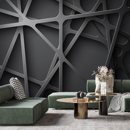 -3D Black Abstract Geometric Wallpaper Bedroom Living Room 140" x 91" (Not Peel and Stick)