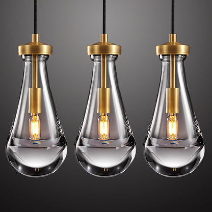 Raindrop Pendant Lights Set of 3, Pendant Lights Kitchen Island 3 Pack, Teardrop Glass Pendant Lights for Bedroom Bathroom, Island Lights, Chandelier for Living Room Hallway, Bulb Included