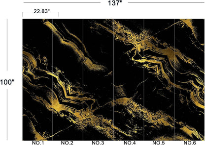 Black Gilded Marble Wall Mural Wallpaper for Bedroom 137" x 100"