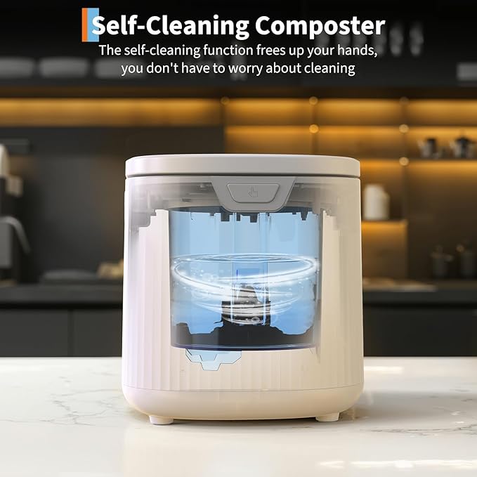 2.5 L Electric Composter Countertop, 3 Modes Kitchen Smart Compost Bin with Auto Cleaning, LED Display, Turns Kitchen Waste into Dry Manure, Low Noise Food Waste Compost Machine