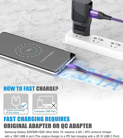 sweguard USB Type C Charger Cable [3-Pack,10ft+6.6ft+3.3ft] iPhone 16 Charger Nylon Braided Cord for iPhone 16 15 Pro Max Plus Samsung Galaxy S24 S23 S22 S21 S20 S10 Note 20 10 A54 Pixel LG Moto PS5