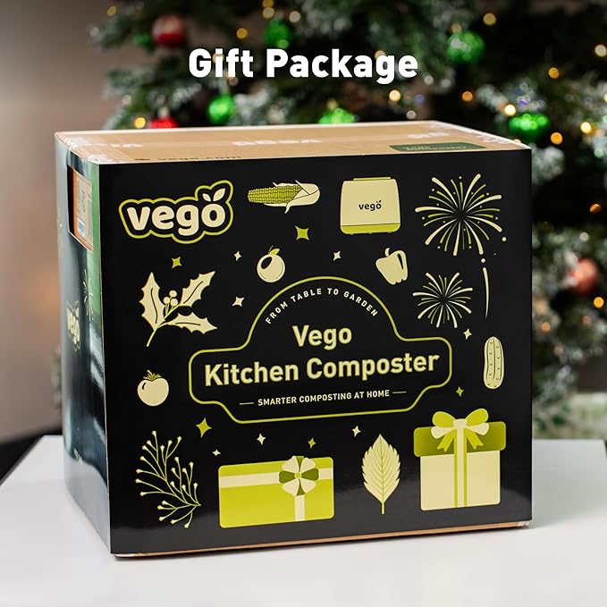 Vego Kitchen Composter, 4L Electric Composter Countertop 5 Modes Weight-Based Smart Compost Bin with App Odorless Auto-Cleaning Food Waste Compost Machine Indoor, White