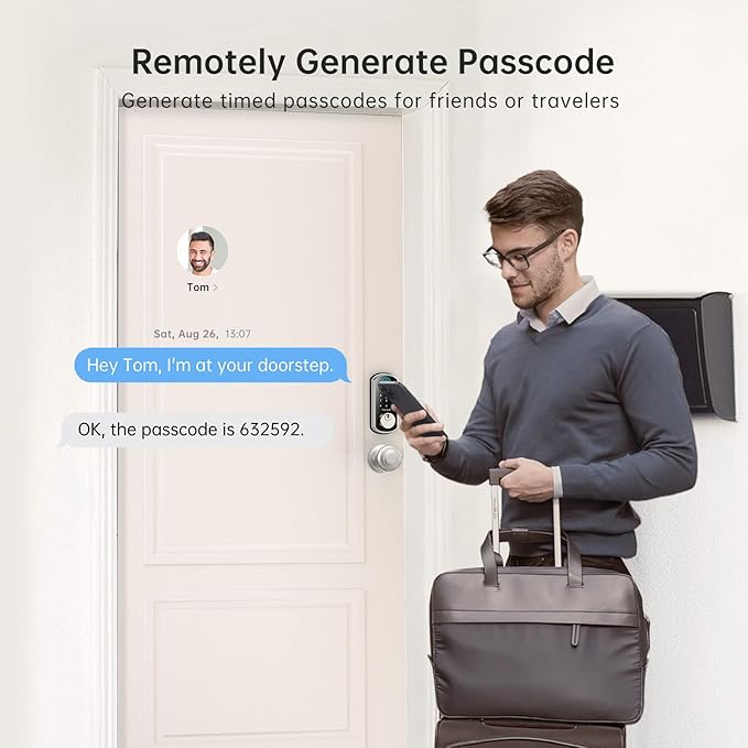 WiFi Keyless Entry Door Lock with Handle : Hornbill Silver Smart Front Door Lock,Front Door Handle Set,Smart Door Knob, Electronic Keypad Deadbolt Set with Alexa Auto Lock for Home