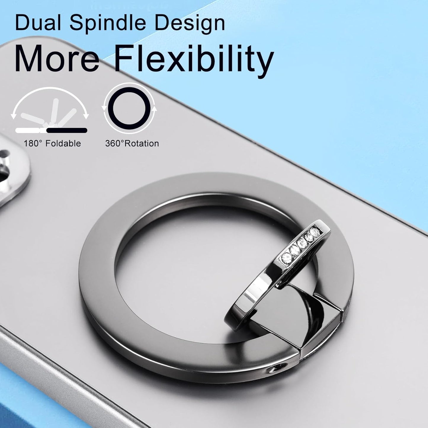 Magnetic Phone Grip for MagSafe, EI Sonador Magnet Phone Ring Holder, Removable, Compatible with iPhone 14 Plus 13 12 Pro Max Mini (Diamond Black)