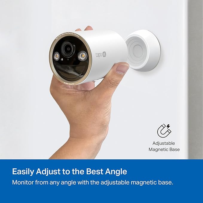 Tapo MagCam 4K Outdoor Wireless Security Camera - Up to 200-Day Battery, Magnetic Mount, Person/Vehicle Detection, Subscription-Free Local Storage or Optional Cloud, Works with Alexa, C460