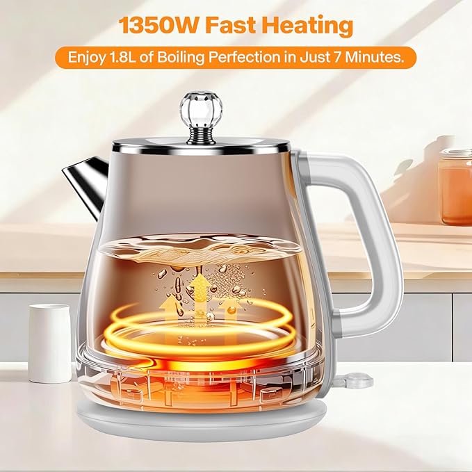 Retro Electric Kettle 1.8L, All Stainless Steel Hot Water Electric Kettle for Boiling Water, BPA Free Tea Kettle, 1350W Fast Boil, Auto Shut Off & Boil-Dry Protection