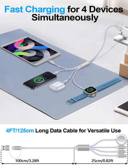 2 Pack Charging Cable for Apple Watch Charger/Samsung/iPhone Charger,Car/Office/Camping/Travel Essentials,Type C Cable Cord for iWatch Ultra/10-2/iPhone 16-11/Samsung S25-S20,iPad,airPods-Purple