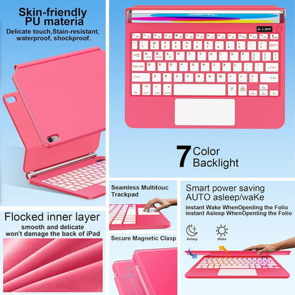 for iPad 11th (A16) & 10th Generation Case with Keyboard – Magic-Style Magnetic – Floating Cantilever Stand - Multi-Touch Trackpad Keyboard Case for iPad 11 inch 2025&10th Gen 10.9 inch (Rose Red)
